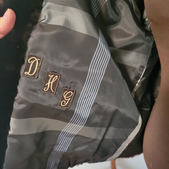 Vintage Chocolate Brown Real Mouton Sheepskin Fur Coat Size Medium - Picture 5 of 5